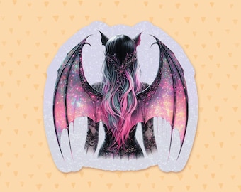 Gothic Fairy Sticker, Bat Sticker, Aesthetic Sticker, Fantasy Sticker, Waterbottle Sticker, Witchy Gifts For Her, Stocking Stuffer Idea