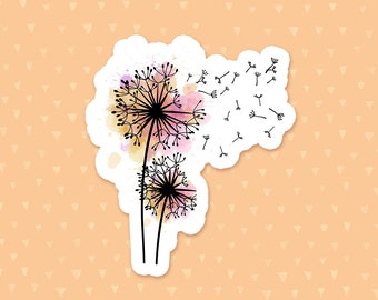 Dandelion Sticker, Wildflower Sticker, Plant Sticker, Spring Water Bottle Sticker, Floral Phone Case Sticker, Gift For Flower Lovers