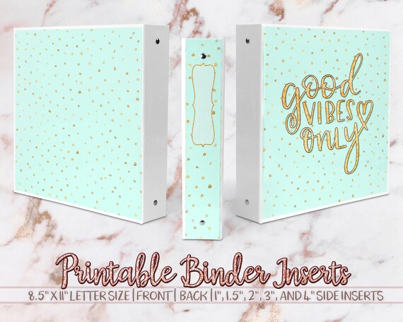 Binder Cover Printable Good Vibes Only Inspirational Polka Etsy