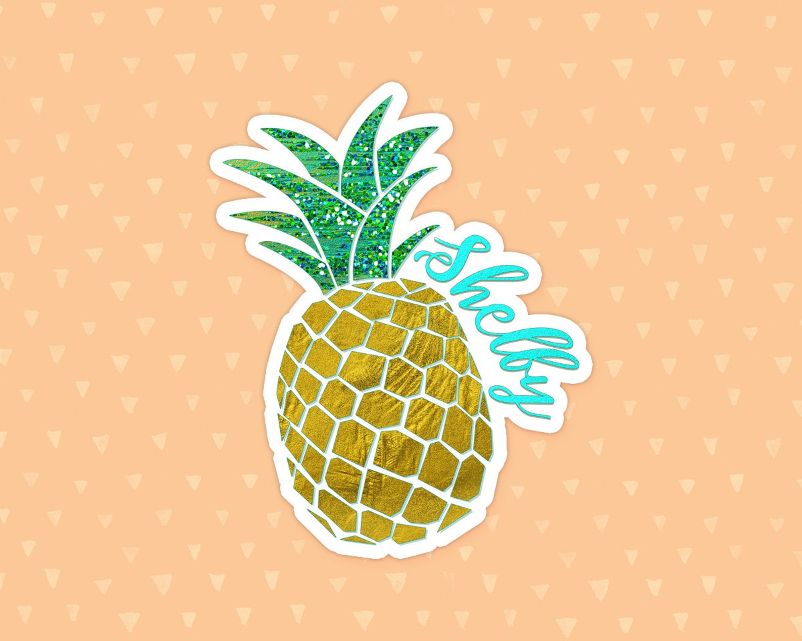 Weatherproof Personalized Pineapple Die Cut Sticker Name Etsy