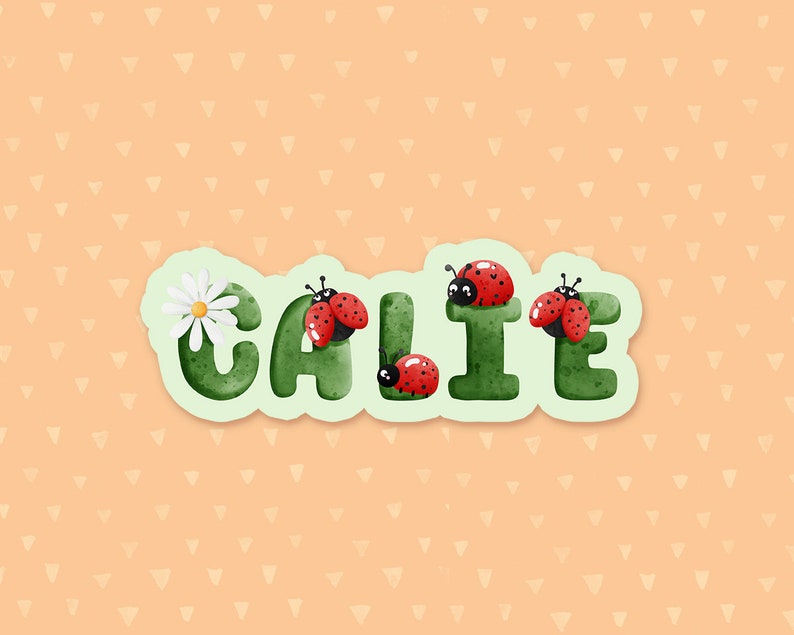 Personalized Lady Bug Sticker, Watercolor Lady Bugs, Daisy Sticker ...