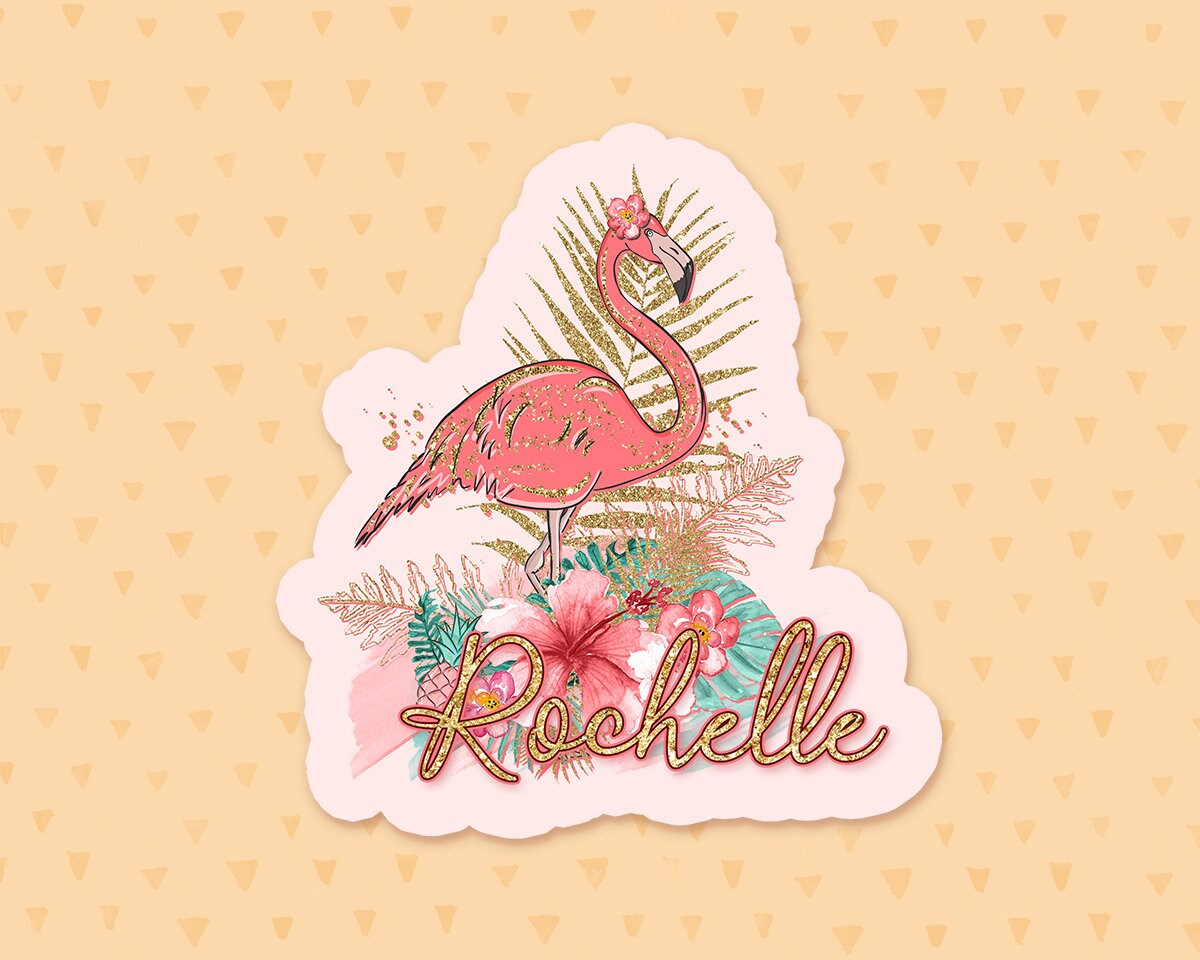 Personalized Flamingo Sticker, Tropical Bird Sticker, Floral Tumbler ...