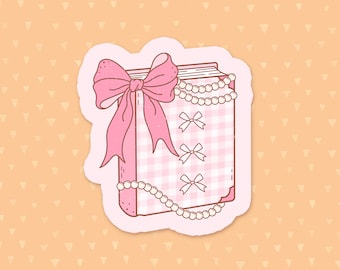 Book And Bows Sticker, Coquette Sticker, Girly Pink Sticker, Bookish Sticker, Reading Sticker, Book Sticker, Gift For Best Friend