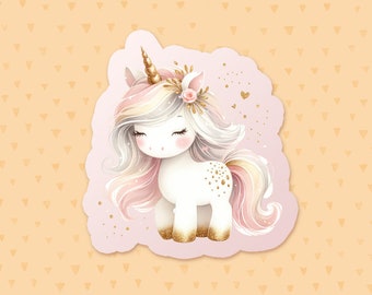 Pastel Unicorn Sticker, Heart Sticker, Fantasy Sticker, Birthday Party Favor, Waterbottle Sticker, Phone Case Sticker, Unicorn Lover Gift