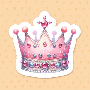 Princess Crown Sticker, Pink Sticker, Pretty Waterbottle Sticker, Girly Sticker, Tumbler Sticker, Phone Case Sticker, Gift For Daughter