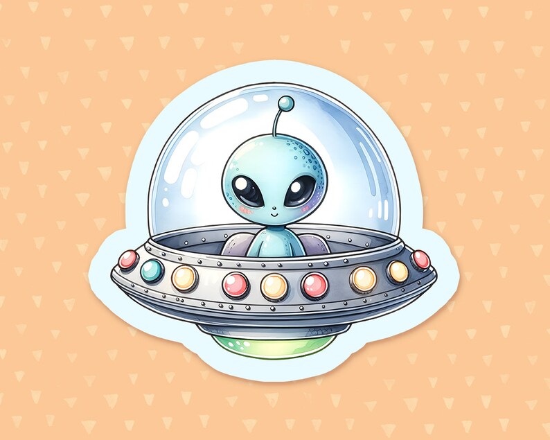 Alien Sticker, Outer Space Sticker, UFO Sticker, Spaceship Sticker ...