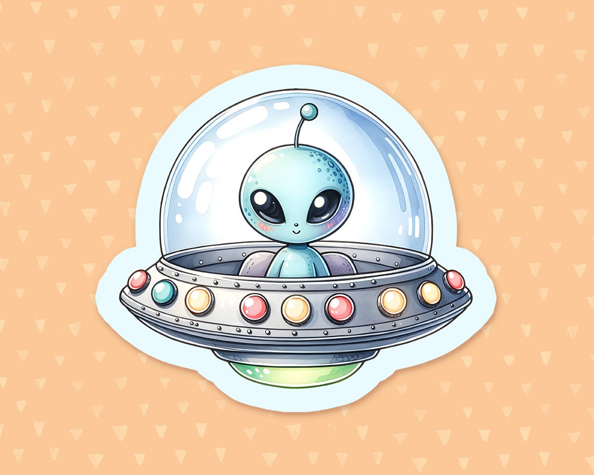 Alien Sticker, Outer Space Sticker, UFO Sticker, Spaceship Sticker ...