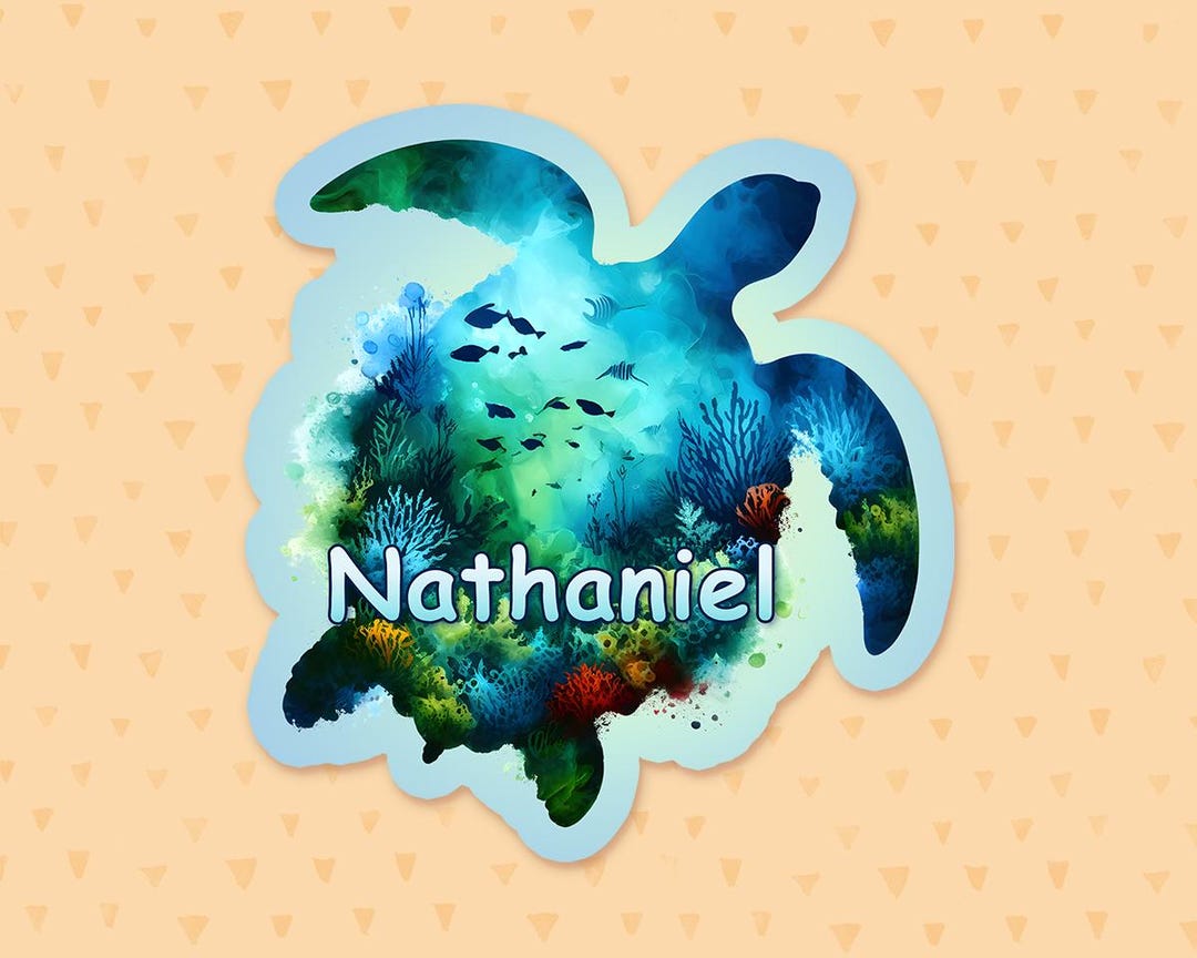Turtle Name Sticker Personalized Turtle Sticker, Custom Sea Turtle Sticker, Ocean Sticker ...