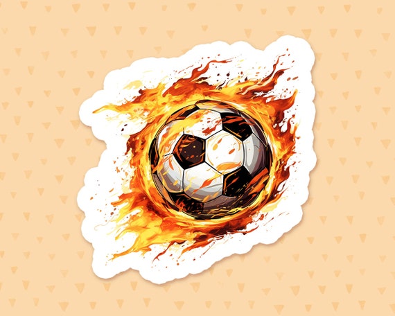 Flaming Soccer Ball Sticker, Soccer Sticker, Fire Sticker, Waterbottle Sticker, Laptop Sticker, Gift For Soccer Lovers, Gift For Husband