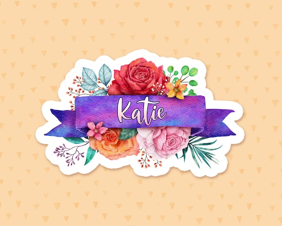 Personalized Floral Sticker, Flower Sticker, Boho Sticker, Watercolor Flowers, Custom Name Sticker, Water Bottle Sticker, Gift For Grandma