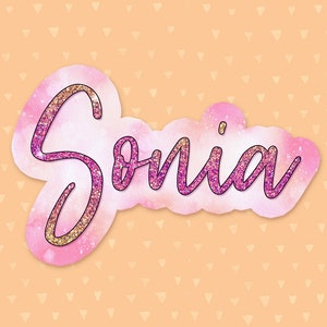 Personalized Pink Watercolor Sticker, Laptop Sticker, Girly Sticker, Custom Name Water Bottle Sticker, Phone Case Sticker, Girlfriend Gift
