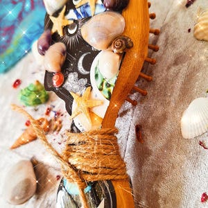 hair brush mini gift, seashell hair brush, tarot gift, ocean tarot hairbrush collection, the ocean moon hair brush