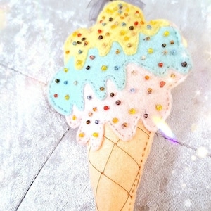 scented felt ice cream decoration, bubblegum pink & blue
