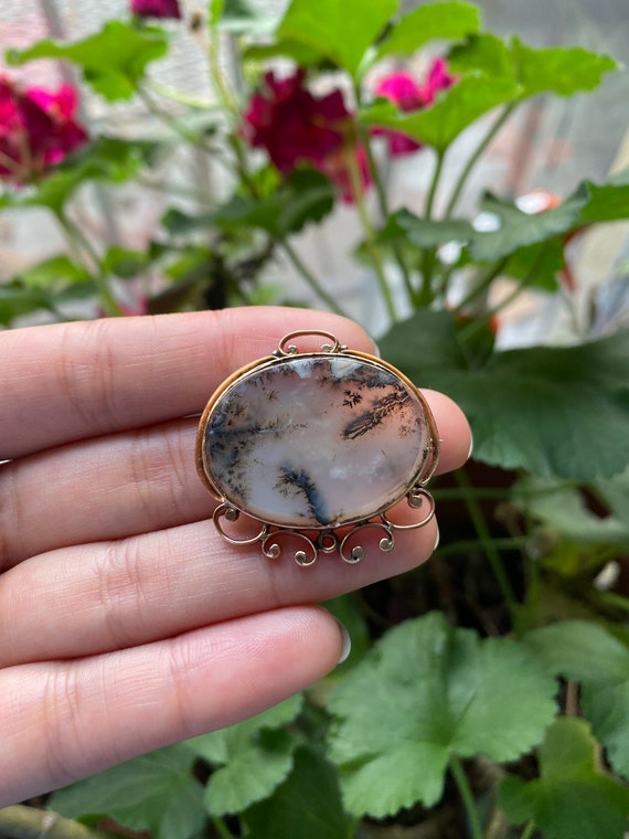 14k Victorian Dendritic Agate Brooch