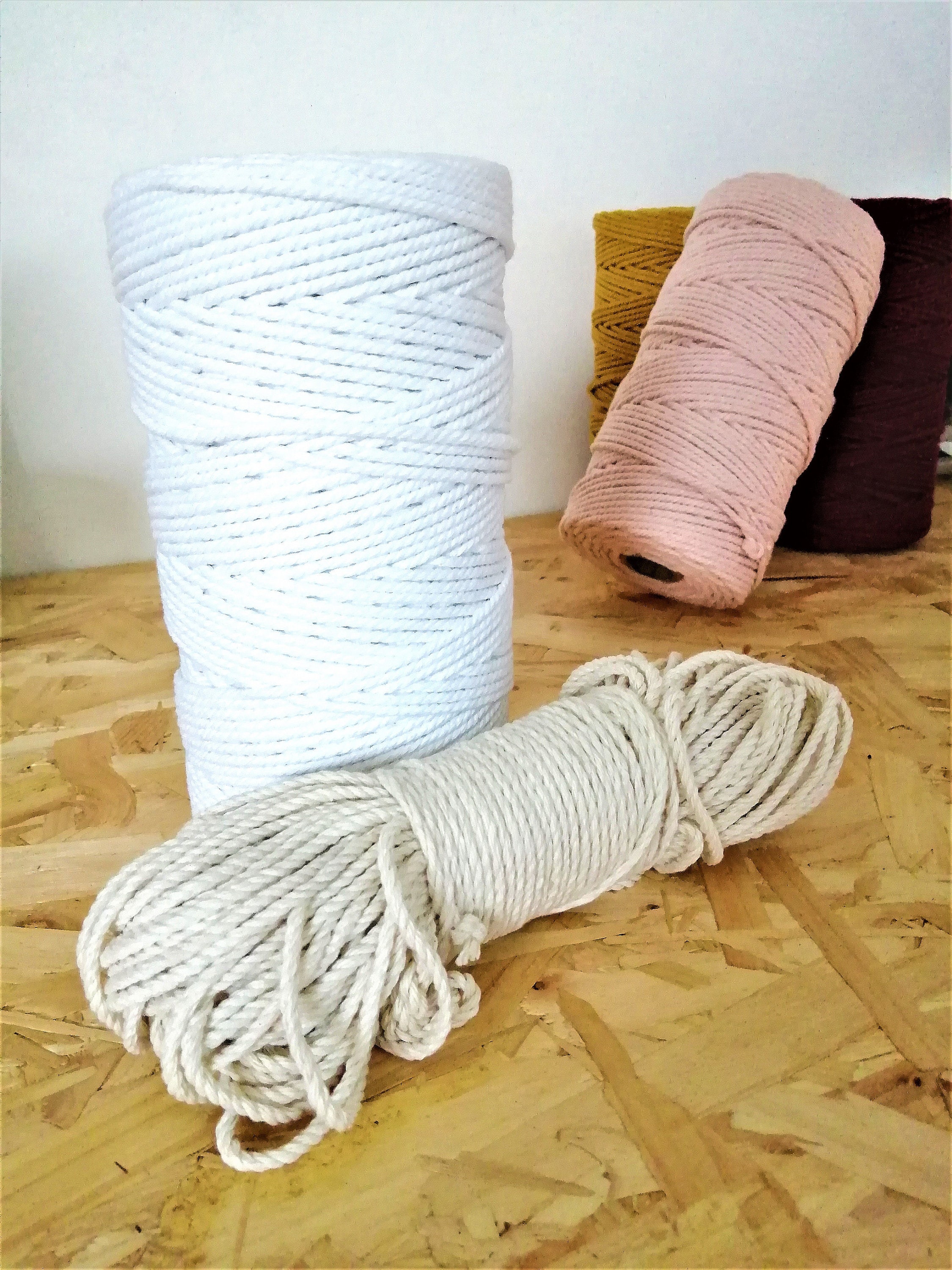 4mm 3ply Cotton Macramé Rope Cord Natural and White Etsy