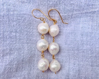 Baroque Pearl Earrings with 14k Gold Filled Wire, Pearl Earring, Baroque Pearl, Baroque Pearl Earrings, Pearl and Gold, Gold Earrings, Gift