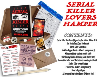 Serial Killer Lovers Hamper (Letterbox Gift) with SIGNED COPY of Serial Killer Quiz Book by Killian H. Gore