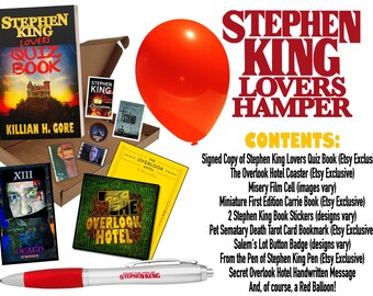 Stephen King Lovers Hamper (Letterbox Gift) with SIGNED COPY of Stephen King Lovers Quiz Book by Killian H. Gore (Etsy Exclusive Book)