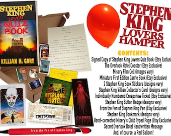 Stephen King Lovers Hamper (Letterbox Gift) with SIGNED COPY of Stephen King Lovers Quiz Book by Killian H. Gore (Etsy Exclusive Book)