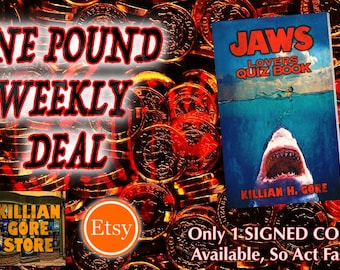 One Pound Weekly Deal! Jaws Lovers Quiz Book by Killian H. Gore SIGNED COPY