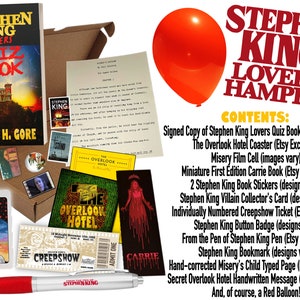 Panier Stephen King Lovers (cadeau boîte aux lettres) avec COPIE SIGNÉE du livre de quiz Stephen King Lovers par Killian H. Gore (livre exclusif Etsy)
