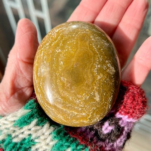 Lovely Ocean Jasper Palm Power Stone! For Joy and Positivity!