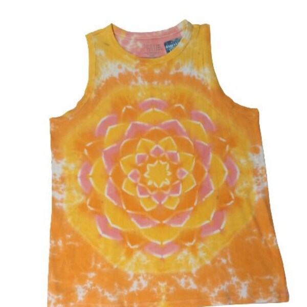Adult XL- Tie dyed women's tank top - lotus flower, Time and Tru brand, soft, stretchy, retro, hippie, XL