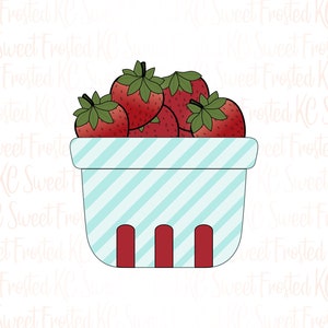 Cookie Cutter STRAWBERRY BASKET #1 2 3 4 5 3D Printed PLA Food Shapes Fondant Food Shapes Clay Cutter