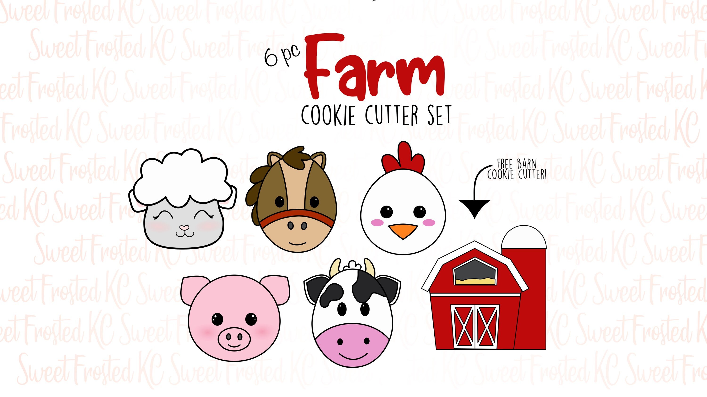Farm Animal Cookie Cutters 6pc Set Etsy