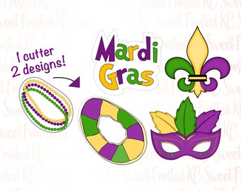 4pc Mardi Gras  Cookie Cutter Set