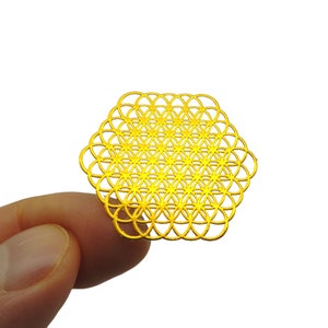 5 Stück Blume des Lebens (3,6 cm) Heilige Geometrie Metallaufkleber Mandala Orgon Schmuck Kunst & Handwerk Herstellung Metallkleber