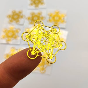 5 Stück Metatron (3,6 cm) Heilige Geometrie Metallaufkleber Mandala Orgon Schmuck Kunst & Handwerk Herstellung Metallkleber