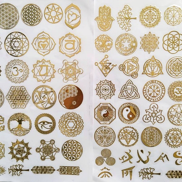 Sacred Geometry copper sticker flower of life tree chakras metatron cube mandala cho ku rei charkra orgone jewelry arts & crafts making