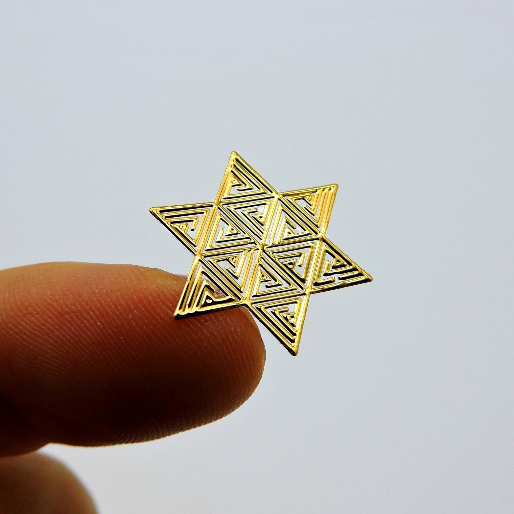 5 pcs of Star of David (2cm/0.787 inch) Sacred Geometry metal sticker mandala orgone jewelry arts & crafts making metal adesive
