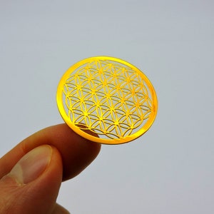 5 pezzi di Fiore della Vita (3,5 cm/1,378 pollici) adesivo in metallo Geometria Sacra mandala orgone gioielli arti e mestieri creazione di adesivi in metallo