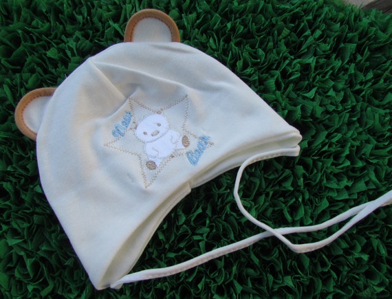 baby hat with strings