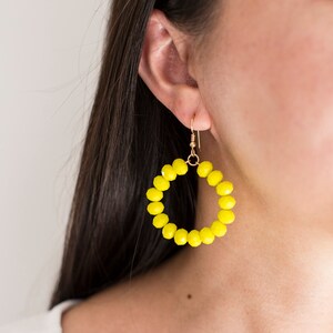 Yellow Hoop Earrings / Fun Earrings / Hoop Earrings / Casual Earrings / Summer Earrings / Bright Earrings / Happy Earrings