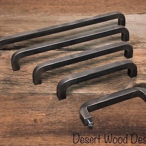 Iron cabinet pulls. Hand forged cabinet pulls. Farmhouse, industrial, modern, studio, and rustic pulls. image 2