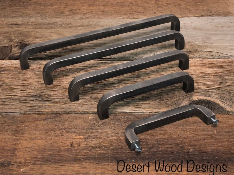 Iron cabinet pulls. Hand forged cabinet pulls. Farmhouse, industrial, modern, studio, and rustic pulls. image 2