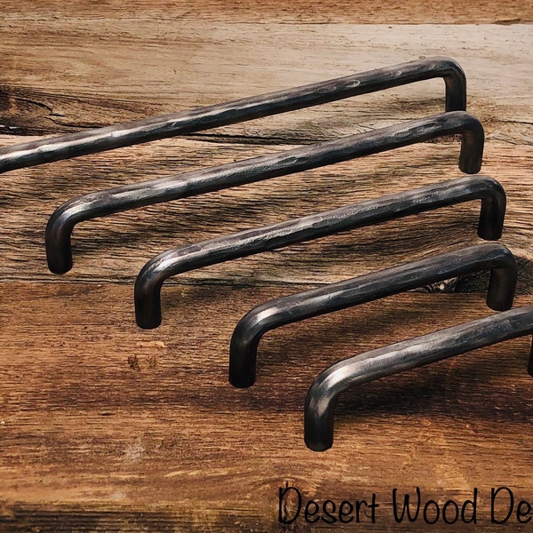 Hand forged hammered cabinet pulls. Farmhouse, Studio, Modern, and Rustic