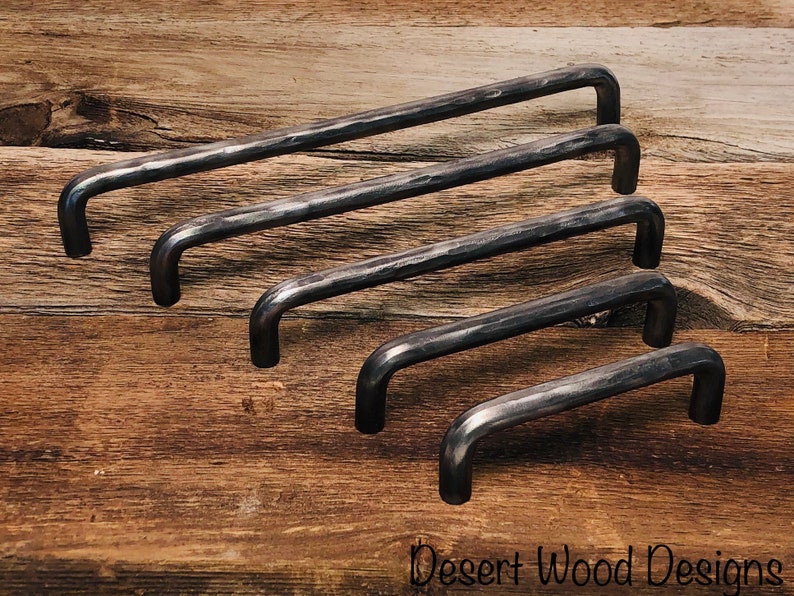 Hand forged hammered cabinet pulls. Farmhouse, Studio, Modern, and Rustic image 1