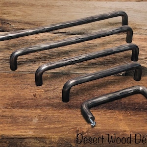 Hand forged hammered cabinet pulls. Farmhouse, Studio, Modern, and Rustic image 2