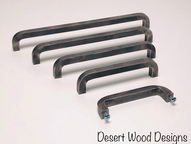 Iron cabinet pulls. Hand forged cabinet pulls. Farmhouse, industrial, modern, studio, and rustic pulls. image 5