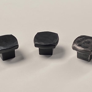 Hand Forged Hammered Iron Cabinet knob. Square. (Jackson)