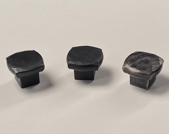 Hand Forged Hammered Iron Cabinet knob. Square. (Jackson)