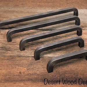 Iron cabinet pulls. Hand forged cabinet pulls. Farmhouse, industrial, modern, studio, and rustic pulls. image 1