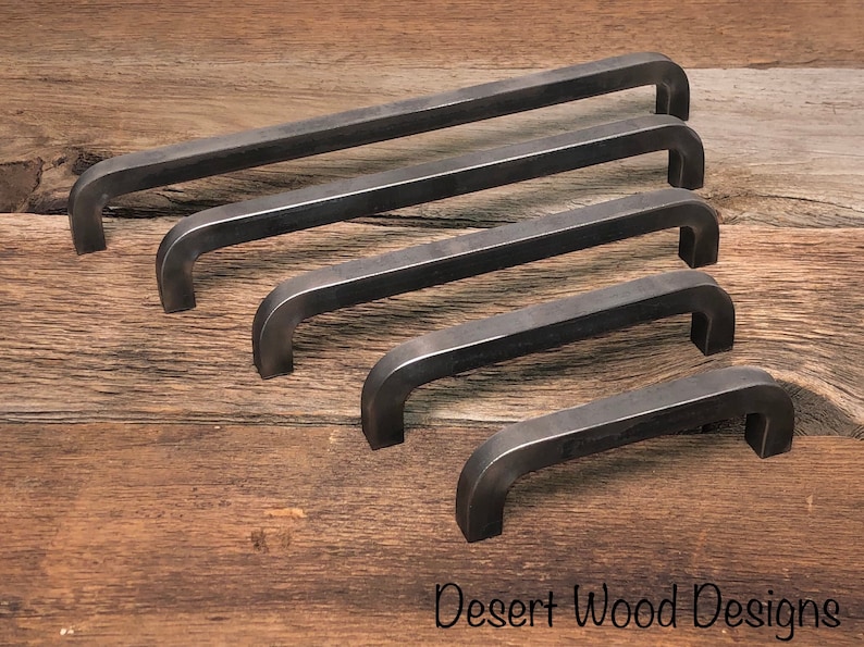 Iron cabinet pulls. Hand forged cabinet pulls. Farmhouse, industrial, modern, studio, and rustic pulls. image 1