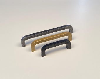 Hand forged hammered cabinet pulls. 3/8” and 1/2” square stock. (Kalispell)