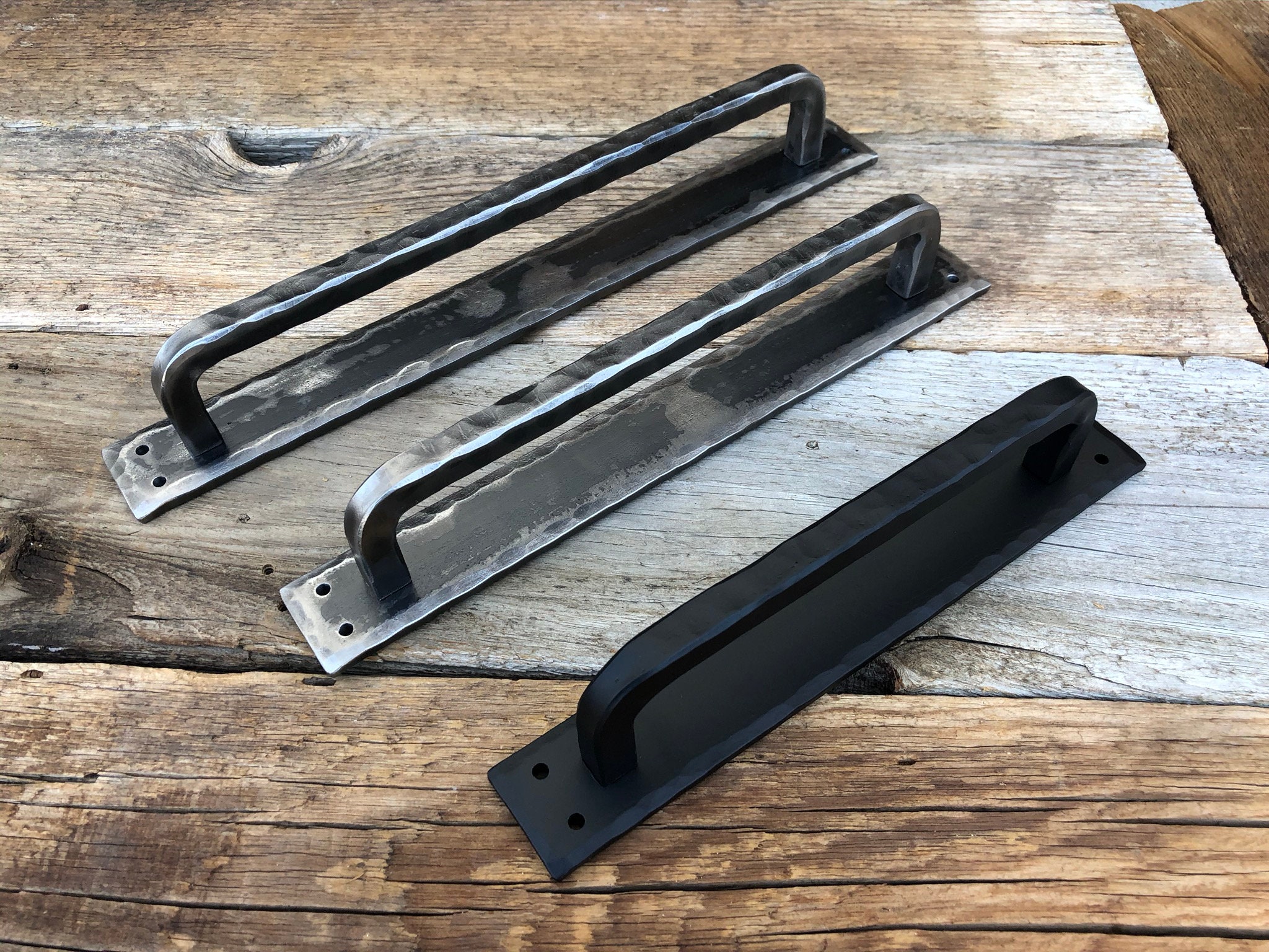 Barn door handles. Hand hammered texture. (Pueblo)