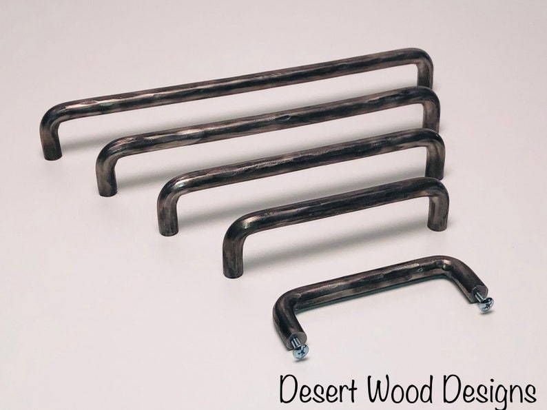 Hand forged hammered cabinet pulls. Farmhouse, Studio, Modern, and Rustic image 3